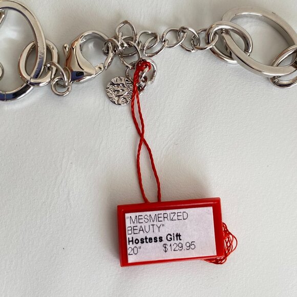 FAC Pave Crystal Pave Silver Tone Statement Necklace - Picture 8 of 9